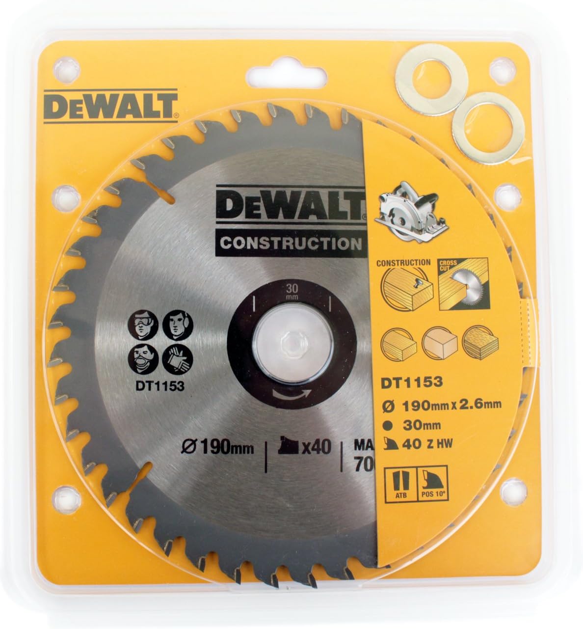 DeWalt DT1153QZ 190mm x 30mm 40Tooth Circular Saw Blade Construction