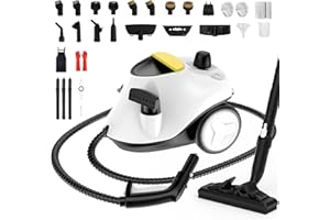 STRCEAT Steam Cleaner, Multipurpose Portable Canister Steamer，Portable Steam Cleaner with 27Accessories, 3 Minutes Fast Heating，for Floors, Windows,Mirrors,kitchens, Glass,Grout and Cars (White)
