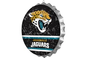 Jacksonville Jaguars 13” Jumbo Metal Distressed Bottle Cap Wall Sign – Limited Edition FOCO Jaguars Sign – Represent the NFL and Show Your Spirit with Licensed Jacksonville Football Fan Gear