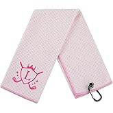 CybGene Microfiber Golf Towel for Women, 16'x 24', Pink - Initial L