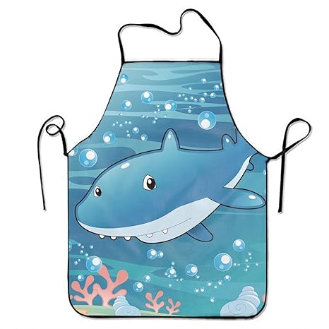 Amazon 赤ちゃんのサメのイラストエプロン ロング ポケット付 料理 Amazon 赤ちゃんのサメのイラストエプロン ロング ポケット付 料理