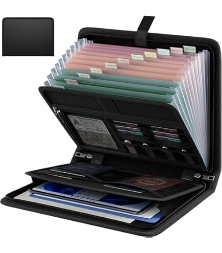 Rushclick Fireproof & Waterproof File Folder Organizer – Large A4 Expanding Zipper Folder With Handle & Colored Tabs