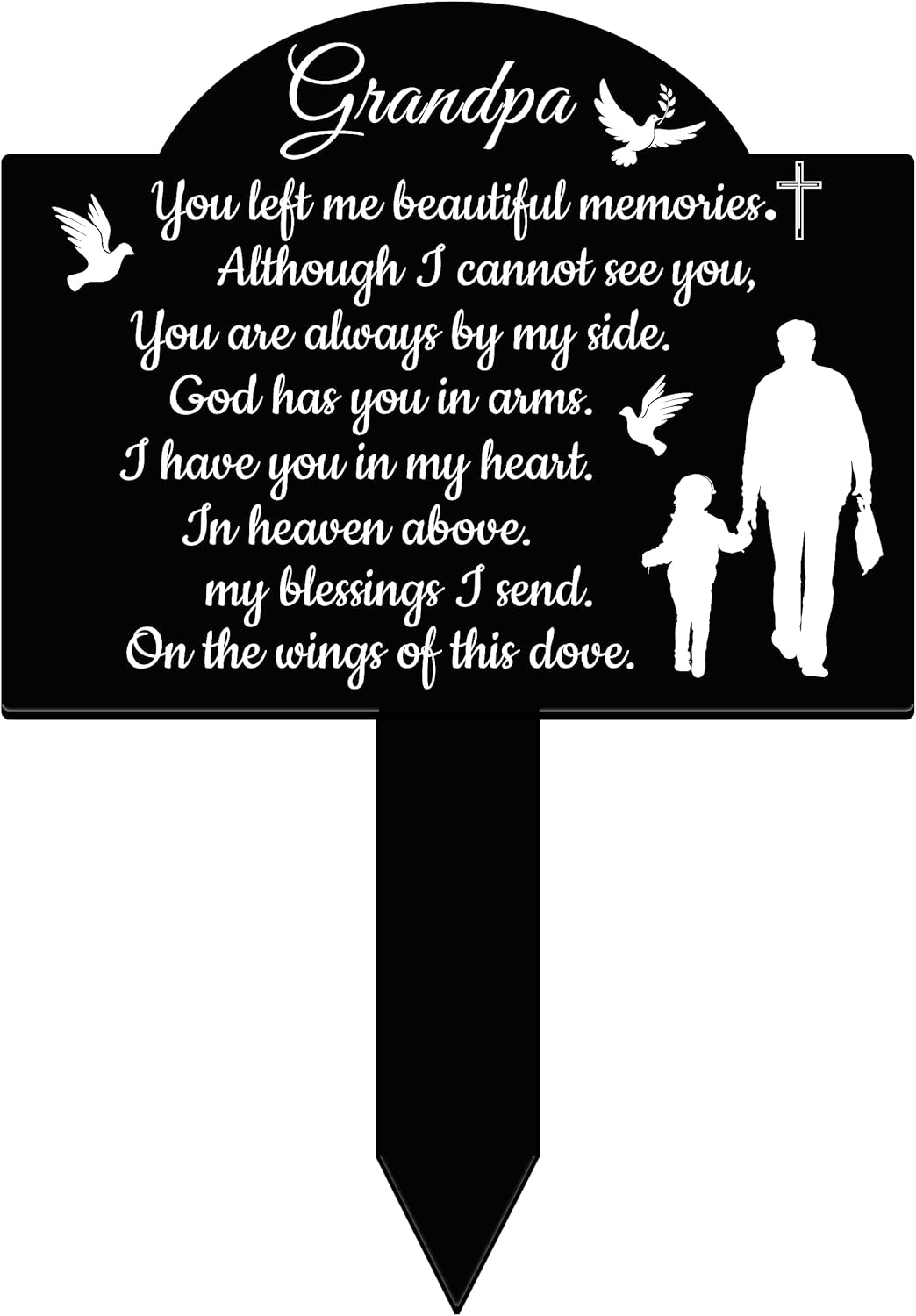 Decorative Garden Stakes - Cemetery Decorations for Grave Memorial Plaques Markers Stake for Outdoors Decorative Memorial Sympathy Garden Stake for Dad Cemetery Tombstone for Garden Yard Decor (Grandpa)
