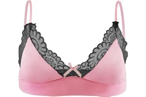 ABAFIP Men's Sissy Lingerie Lace Underwear Floral Bra Bowknot Strappy Bra Top Crossdressing Nightwear