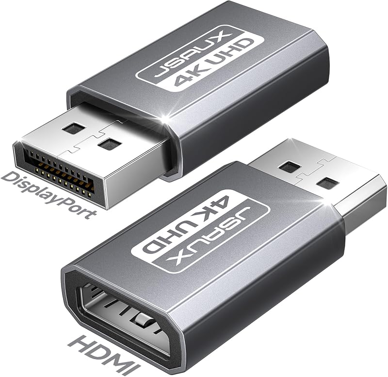 JSAUX DisplayPort to HDMI Adapter 2 Pack 4K@30Hz Dual Monitor Plug & Play