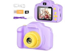 MOREMORE Kids Selfie Camera, Portable Digital Cameras Toys for Kids Christmas Birthday Gifts for Boys/Girls Age 3 4 5 6 7 8 9 with 32GB SD Card (Purple)