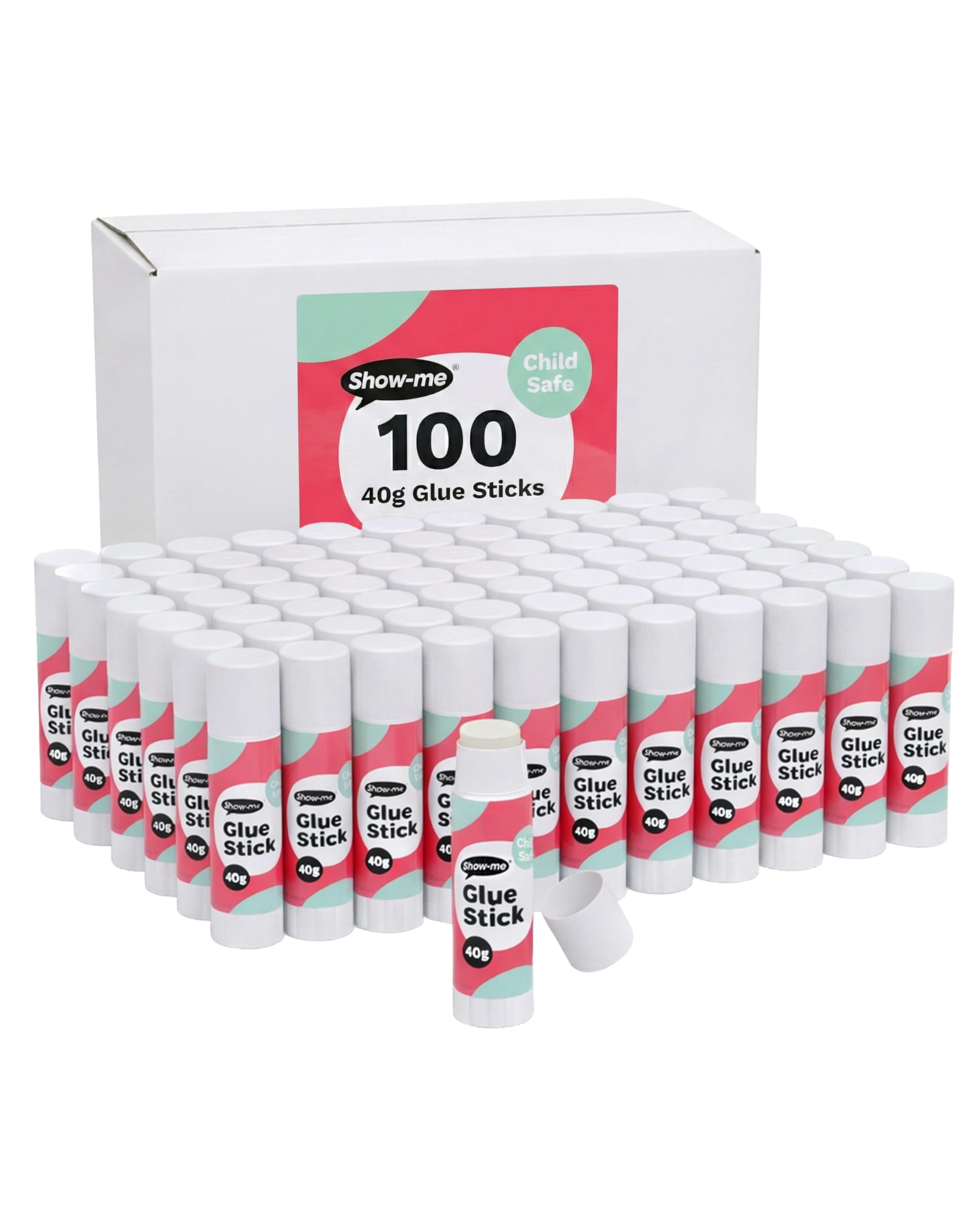 Classmaster - Glue Sticks for School & Crafts | 40g Child-safe Paper Glue with Strong Hold | Washable, Non-Toxic PVP Formula | Classroom & Scrapbooking Supplies, 100 Pack