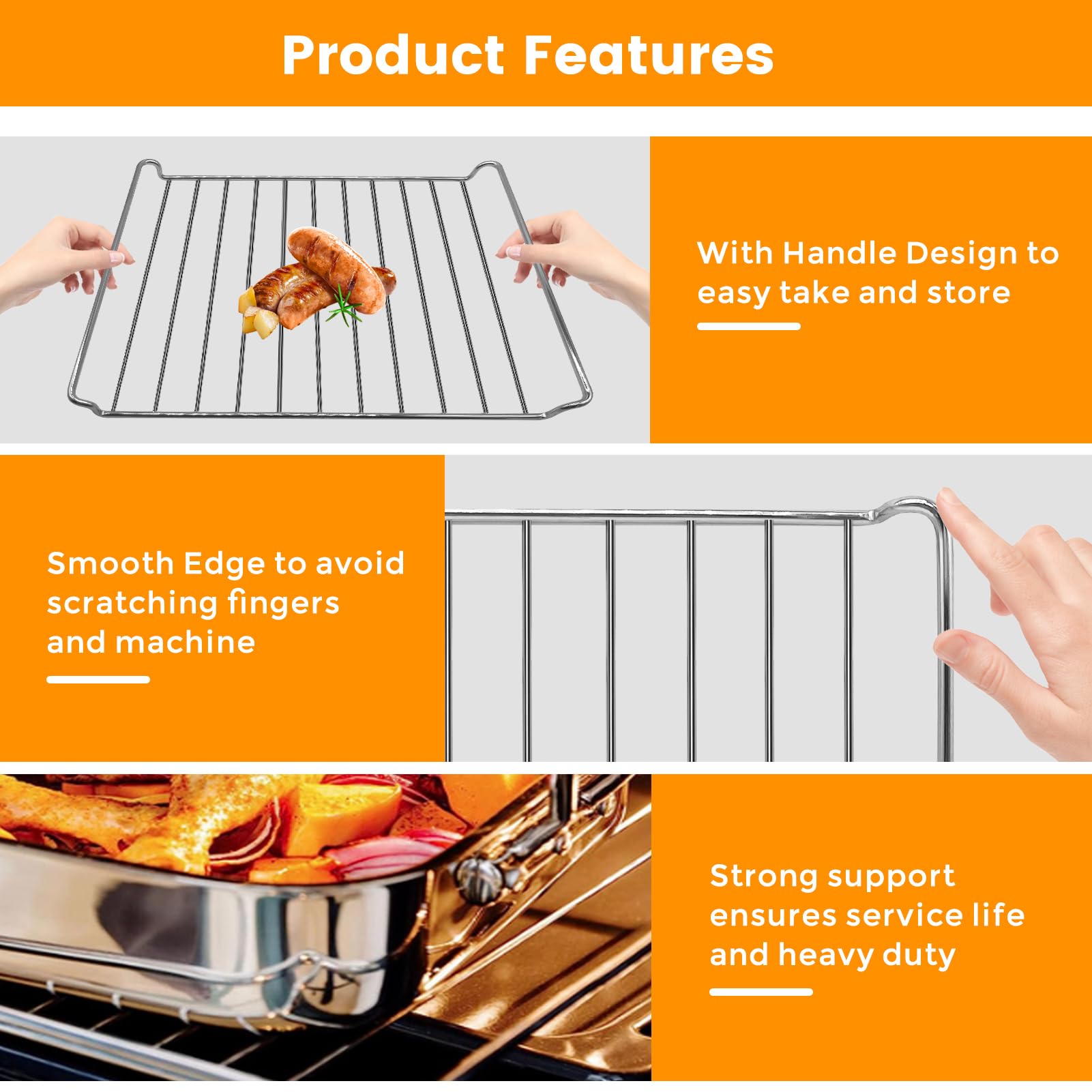 GWY Air Fryer Wire Rack for Cuisinart TOA-60 65 70 Air Fryer Convection Toaster Oven, Air Fryer Stainless Steel Basket Tray Accessories Replacement Parts, Dishwasher Safes