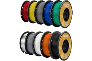 Kingroon PETG 3D Printer Filament, 10 Rolls, Dimensional Accuracy +/- 0.03 mm, 1kg Spool(2.2lbs), 1.75 mm，10KG Ten Colors Black White Grey Red Blue Green Yellow Orange Transparent Silver