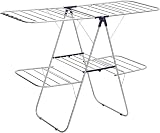 Songmics 2-Level Stainless Steel Clothes Airer with Height Adjustable Wings