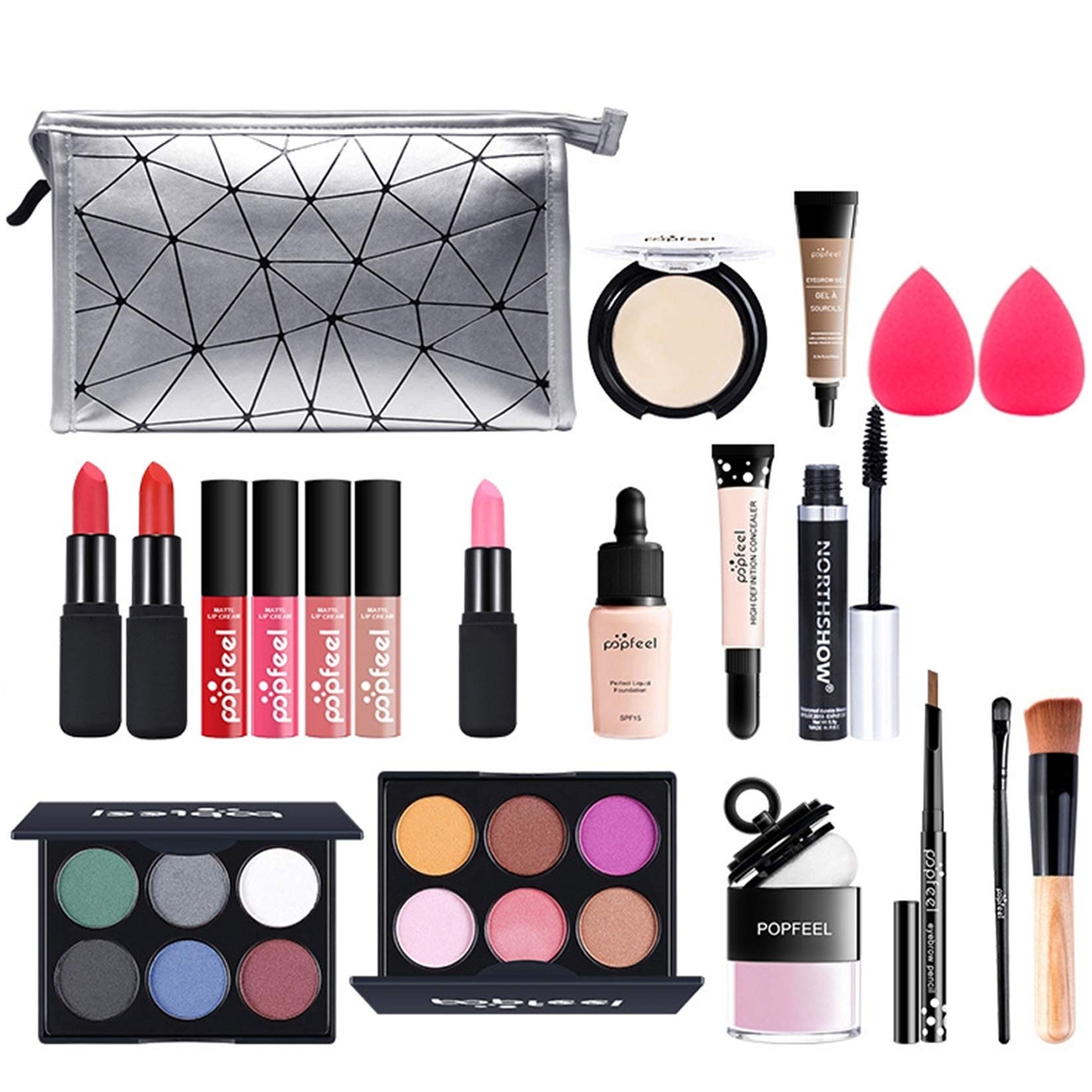 Professional Makeup Set,MKNZOME Cosmetic Make Up Starter Kit With Makeup Bag Portable Travel Make-up Palette Birthday Xmas Gift Set Full Sizes Eyeshadow Foundation Lip Gloss for Teenage & Adults