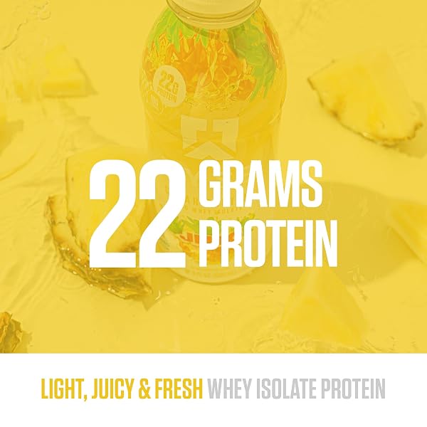 RYSE CLEAR PROTEIN DRINK – JELL-O ISLAND PINEAPPLE – 100 CALORIES, 22G WHEY ISOLATE PROTEIN SHAKE, SUGAR-FREE, 0G FAT & LACTOSE-FREE – REFRESHING READY-TO-DRINK BEVERAGE – 16.9 FL OZ BOTTLES (12-PACK)