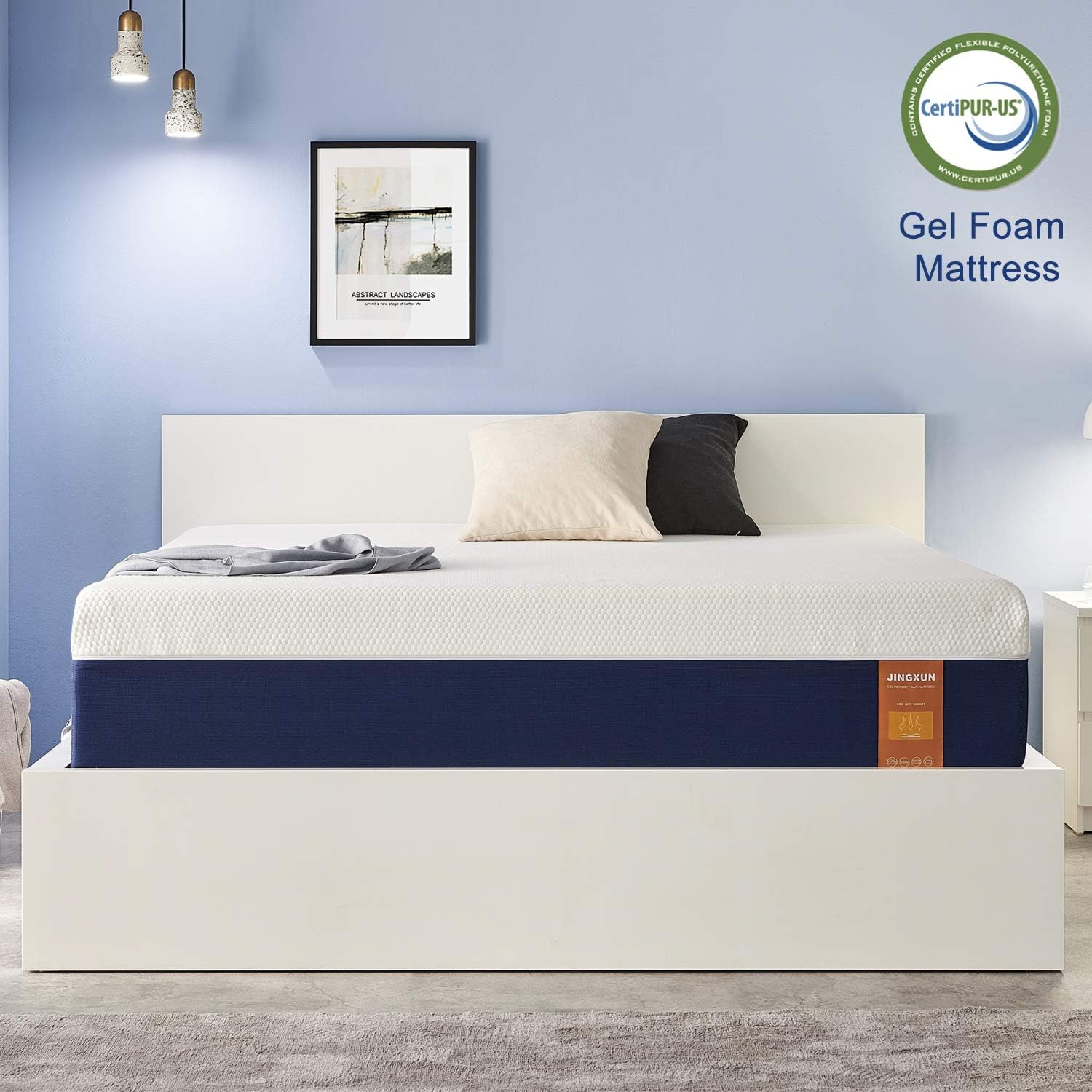 JINGXUN Full Size Mattress 9 Inch Gel Memory Foam Full Mattress for Cool Sleep & Pressure Relief, Premium Gel Multi Layered Memory Foam Bed Mattress in a Box, Easy Set-Up