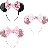 AQOKKA Mouse Ears Headbands with Bow Minnie Ears Cosplay Costume Hair Accessories for Women Birthday Party Decoration