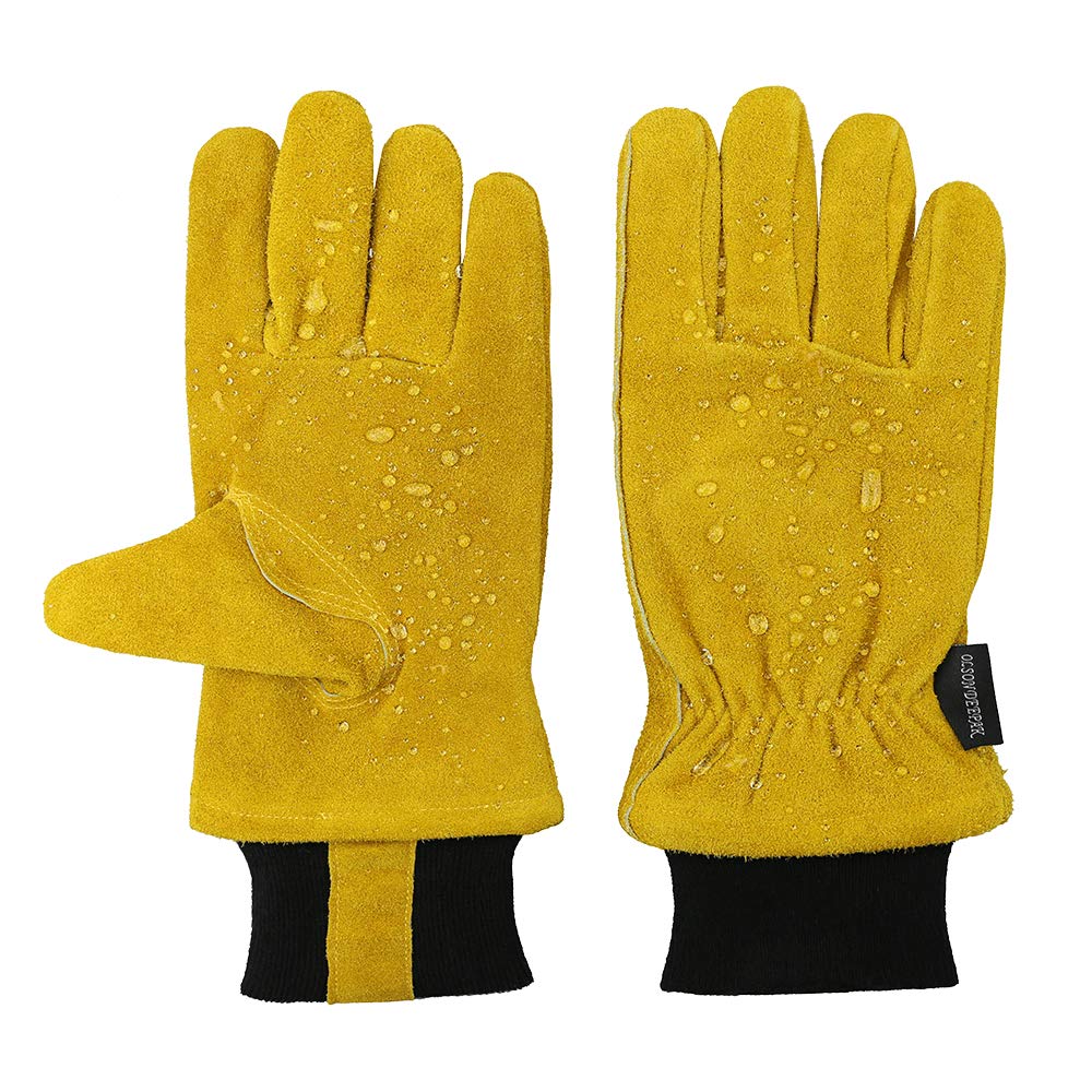 Olson Deepak Waterproof Leather Work Gloves 1 Pairs Thorn Proof Winter Gardening Gloves With Soft Polar Fleece Cotton Heavy Duty Rigger Gloves For
