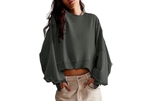 Zwurew Womens Casual Sweatshirt Long Sleeve Tops Crewneck Loose Fit Tee Pullover Crop Tshirt Side Slit Fall Fashion 2024