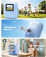 CAMCLID Kids Camera Instant Print 1080P 32GB Blue view 4