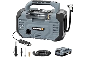 WORKPROX Tire Inflator, 150 PSI Portable Air Compressor with LED Light, Heavy Duty Air Pump Inflation, Digital Gauge, Auto Sh