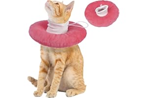 MORVIGIVE Adjustable Cat Recovery Cone, Comfortable & Lightweight Elizabethan Collar to Stop Licking or Scratching, Suitable for Skin Disease & Wounds Protection After Surgery, Pink Medium