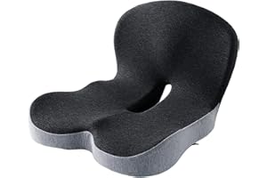 LEAQU Memory Foam Office Chair Cushion, L-Shaped Integrated Seat Cushions, Chair Seat Cushion for Lower Back Tailbone Protection, Lumbar Support (Black Gray)