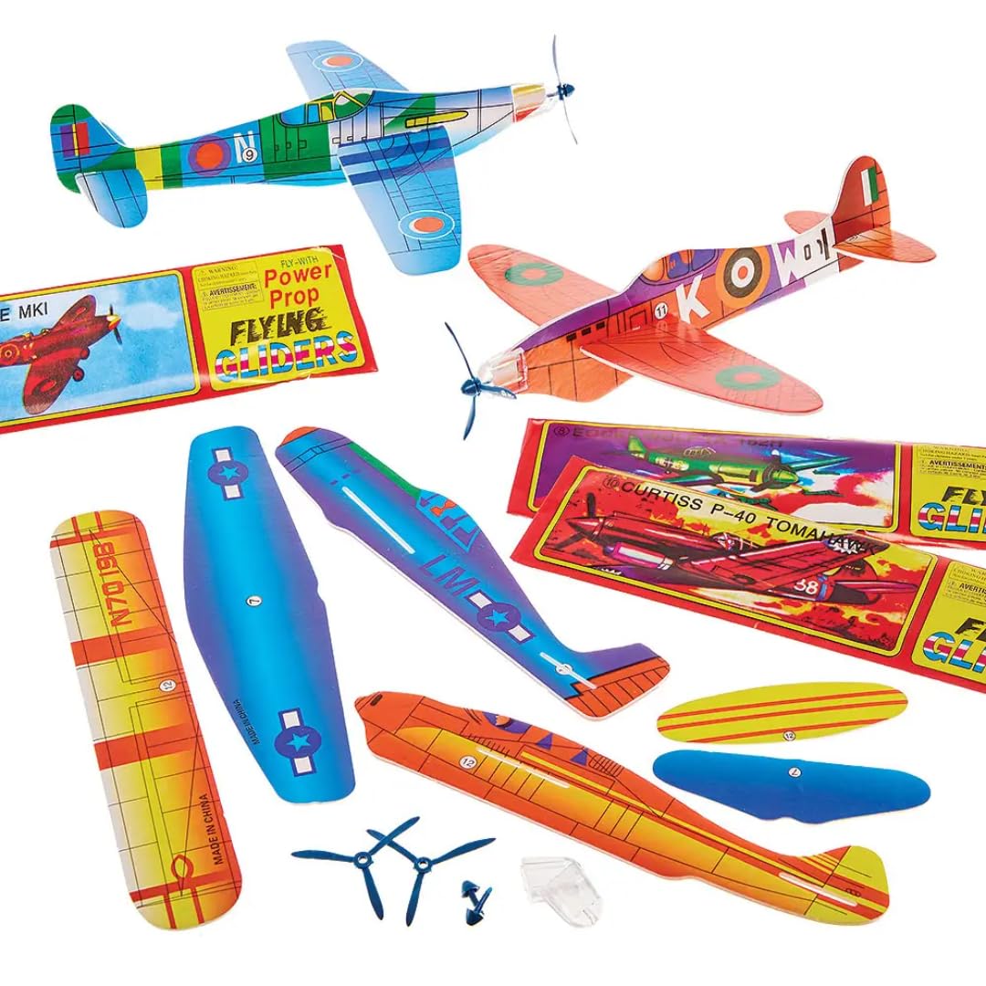 Baker Ross W314 Flying Gliders Party Bag Fillers, Kids Plane Toys, Assorted, One Size (Pack of 6) Classic World War II Flying Plane Glider