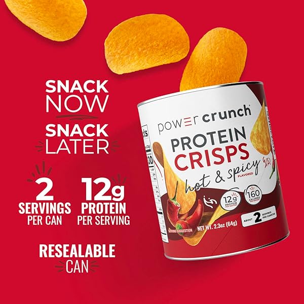 POWER CRUNCH PROTEIN CRISPS VARIETY PACK, CHEDDAR, HOT & SPICY, BBQ, A POTATO STYLE PROTEIN CHIP SNACK, 12G OF PROTEIN, 1.05 OUNCES PER SERVING (2 OF EACH FLAVOR)