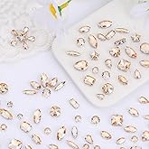 YHMQDU Sew on Rhinestones 205 PCS Glass Mixed Shapes Sew on Crystal Gems Flatback with Silver Claw for Jewelry Crafts Clothes Shoes Costume (Champagne Rhinestones)
