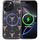 FKBRCL4U for iPhone 16 Pro Max Case, Hybrid 2-Layer Silicone Protective Glossy Case for MagSafe for iPhone 16 Pro Max Western Boho Country Southern Pattern