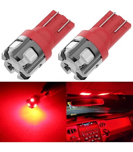 thumbnail image 2 of 50-Pack Red T10 LED Bulbs - 12V 120LM Replacement Lights For Car Interior & Exterior 2 of 9