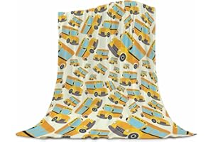 UBNLKTO School Bus Blanket 50"x60" for Adults & Kids, Ultra Soft Fleece Throw Blanket, Lightweight Fuzzy Flannel Blanket for Couch, Bed, Sofa, Bus Driver Gift, Wheels on Bus Design