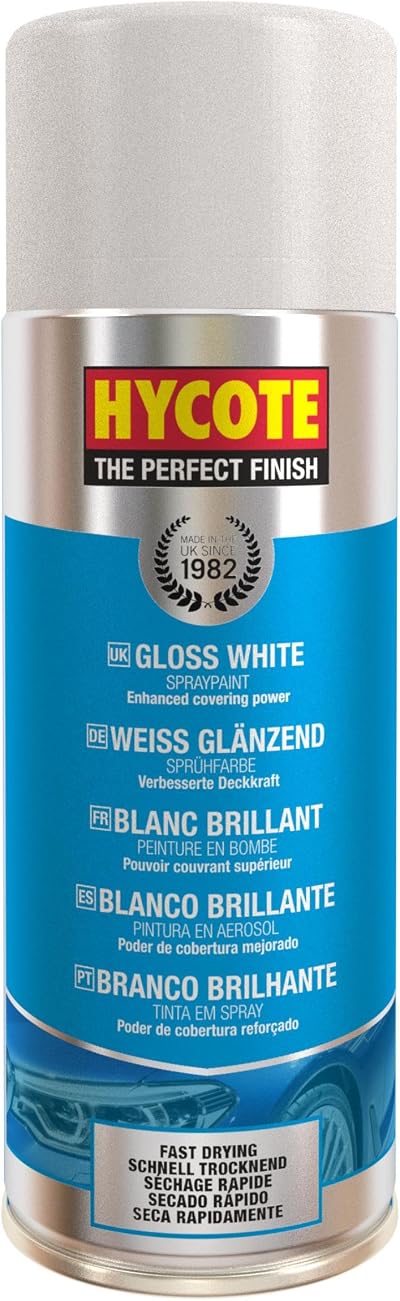 Hycote Fast Drying Aerosol Car Spray Paint Gloss White 400 ml