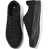 Rominz Mens White Canvas Shoes Fashion Low Top Canvas Sneakers Casual Tennis Shoes Lace-Up Walking Shoes for Men