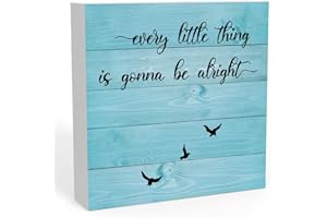 WRSUNT Every Little Thing is Gonna Be Alright Sign, Inspirational Rustic Farmhouse Desk Decor Sign For Shelf Table Home Office Bedroom Decor 5 X 5 Inches