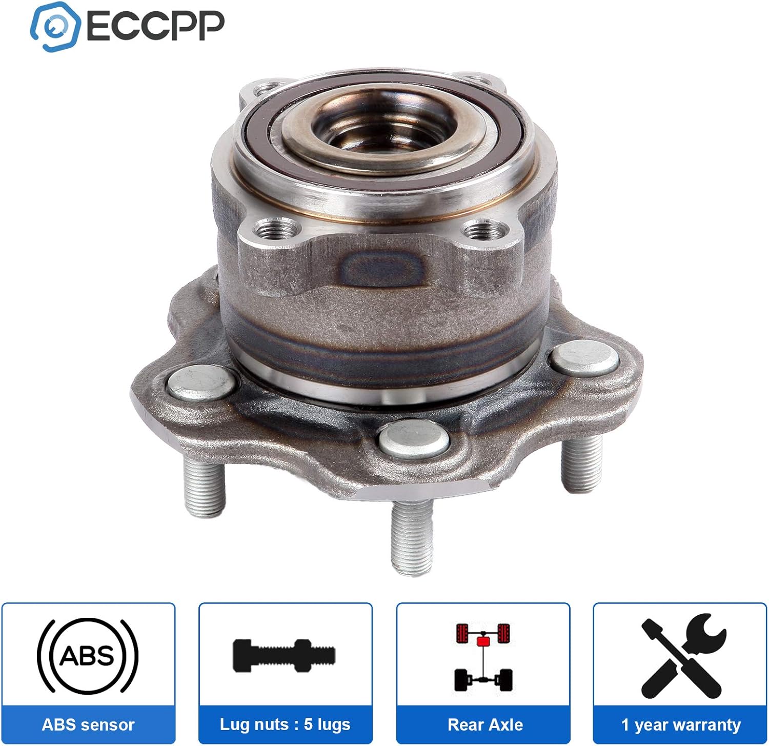 ECCPP Wheel Hub and Bearing Assembly Rear 512388 fit 20072016 Nissan Altima Infiniti JX35 RVR