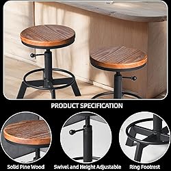 BOKKOLIK Set of 2 Industrial Bar Stools Short Stool