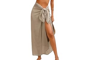 Eicolorte Beach Sarong Pareo Womens Semi-Sheer Swimwear Cover Ups Short Skirt with Tassels