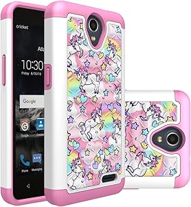 ZTE Prestige 2 Case, ZTE N9136 Case, Rainbow Unicorn Pattern Shockproof Studded Rhinestone Crystal Bling Hybrid Case Silicone Protective Armor for ZTE Prestige 2 / N9136