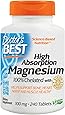 Doctor's Best High Absorption Magnesium Glycinate Lysinate, 100% Chelated, Non-GMO, Vegan, Gluten Free, Soy Free, 100 mg, 240 Tablets (packaging may vary)