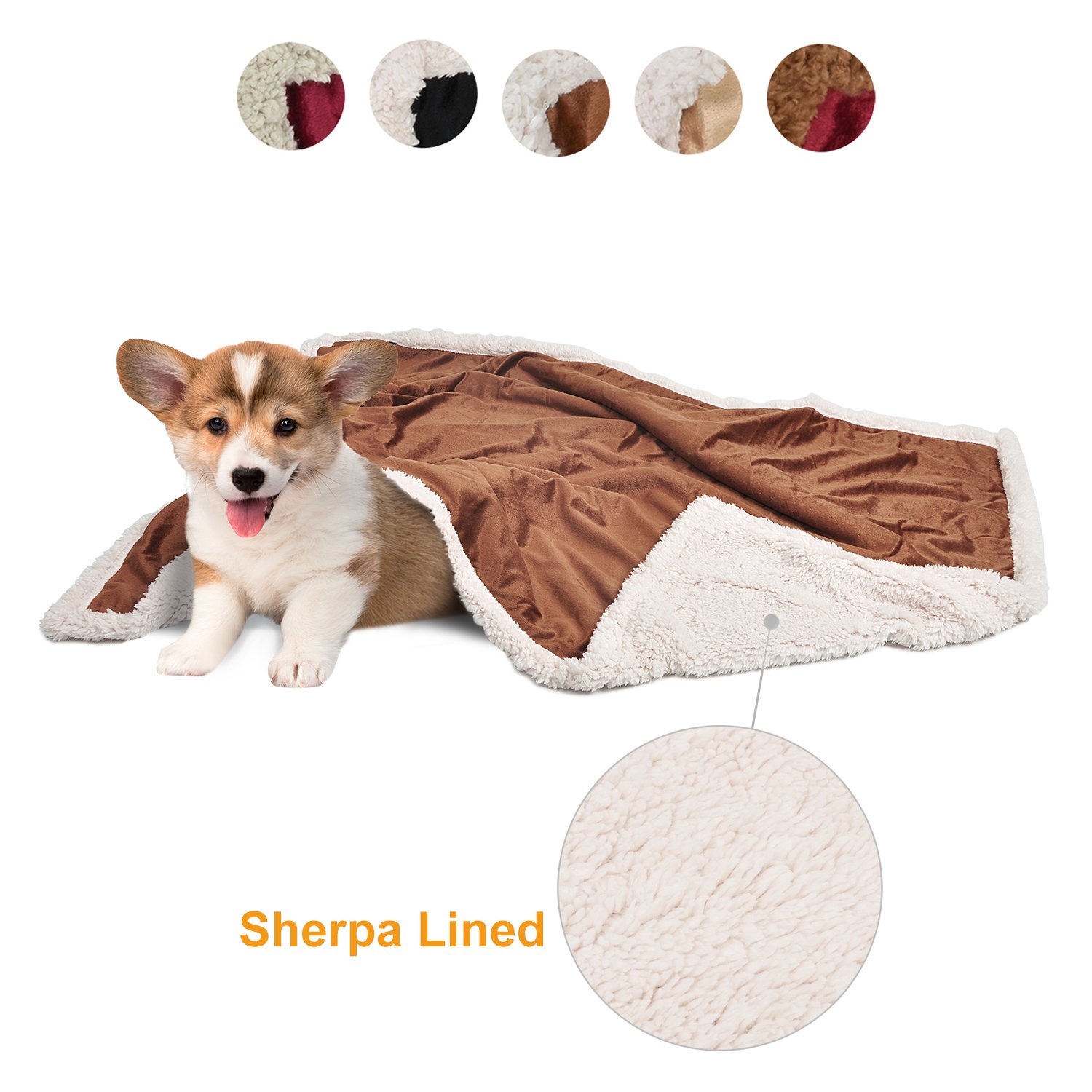 Puppy Blanket,Super Soft Sherpa Dog Blankets and Throws Cat Fleece Sleeping Mat for Pet Small Animals 45x30 Brown