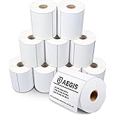 Aegis Adhesives - 4” X 3” Direct Thermal Labels for Shipping, Postage, Perforated & Compatible with Rollo, Zebra, & Other Desktop Label Printers (10 Rolls, 500/Roll)