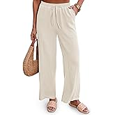 Diosun Womens Casual Palazzo Pants High Waisted Wide Leg Long Lounge Elastic Drawstring Waist Trousers with Pockets