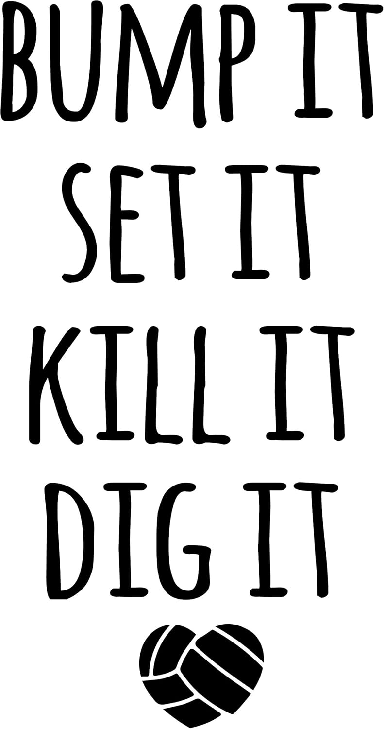 CustomVinylDecor Volleyball Quote Bump It, Set It, Kill It, Dig It with Volleyball Heart Vinyl Wall Decal Sticker | Home Decor Sticker for Teen Girls Bedroom or Locker Room | Small, Large Sizes