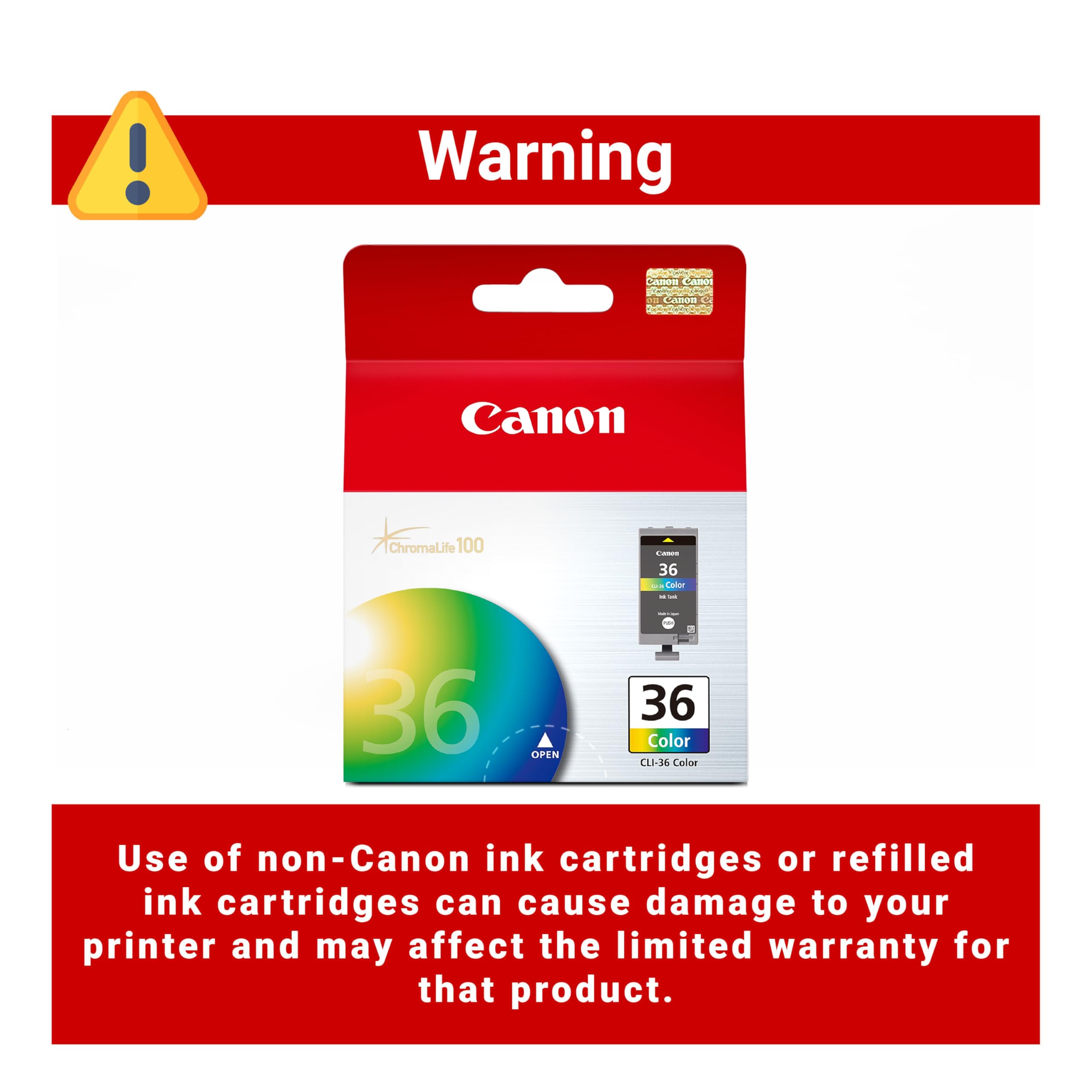 Canon CLI-36 Genuine Color Ink Tank, Compatible with mini320, mini260, iP100, iP110, TR150 and TR160 Printers