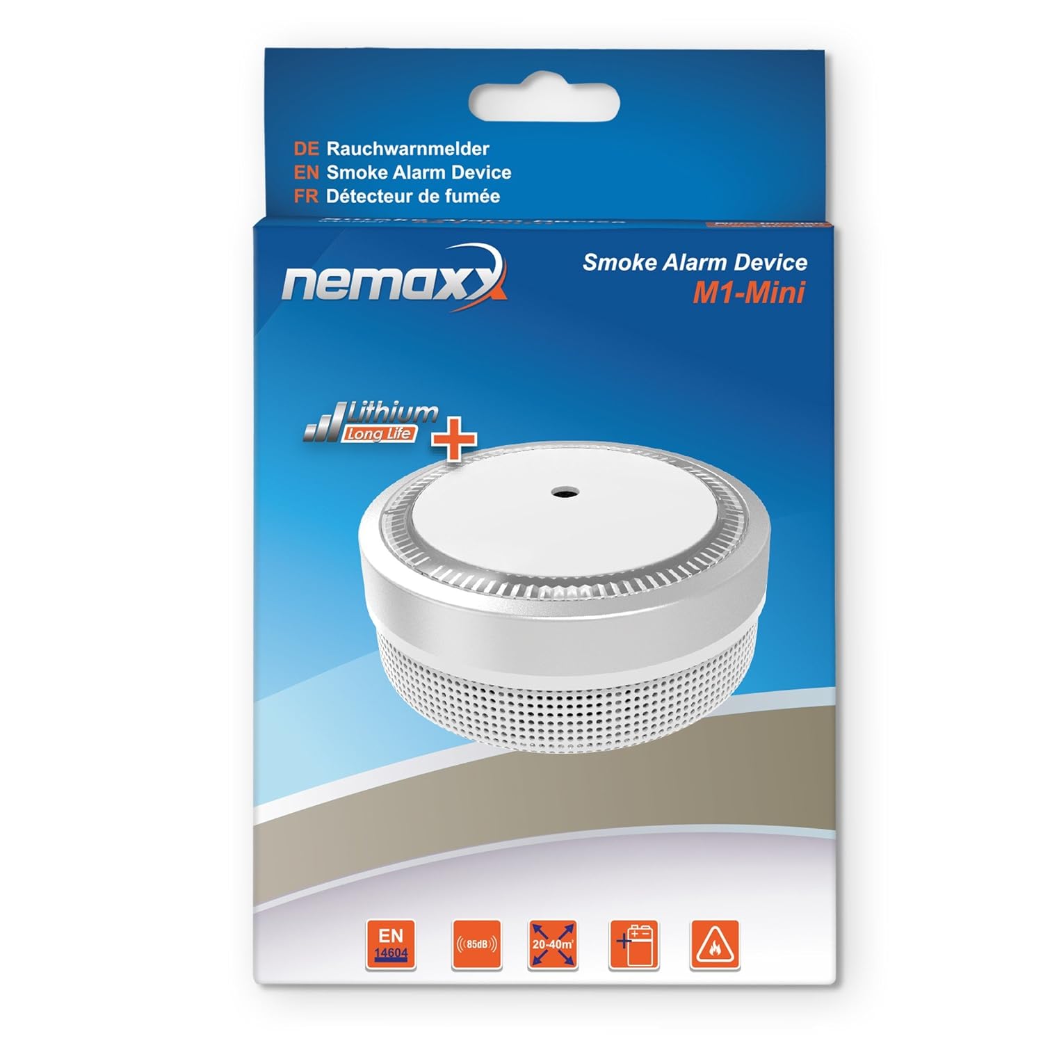 12x Nemaxx Detector de Humo M1-Mini Plateado - sensibilidad fotoeléctrica - Certificado VDS y con batería de Litio Tipo DC3V - Conforme la Norma DIN EN14604 ...