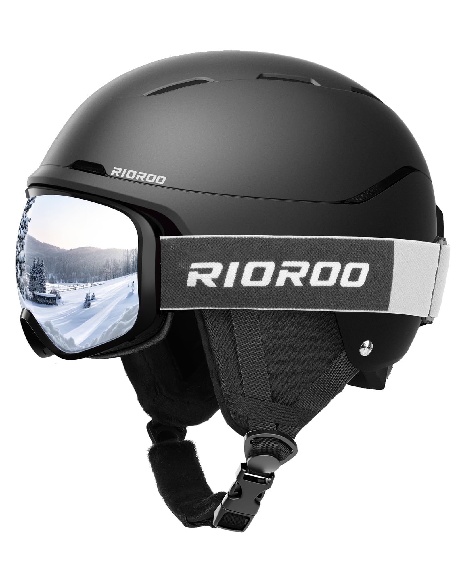 Photo 1 of RIOROO Ski Helmet and Goggles Set, Snowboard Helmet Goggles for Men Women & Youth, Shockproof Snow Helmet Anti Fog OTG Snow Goggles for Skiing Snowboarding