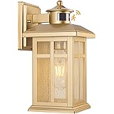 Brilvibera Outdoor Light Fixture Motion Sensor, Gold Waterproof Outside House Light, Modern Wall Lights, Outdoor Garage Light