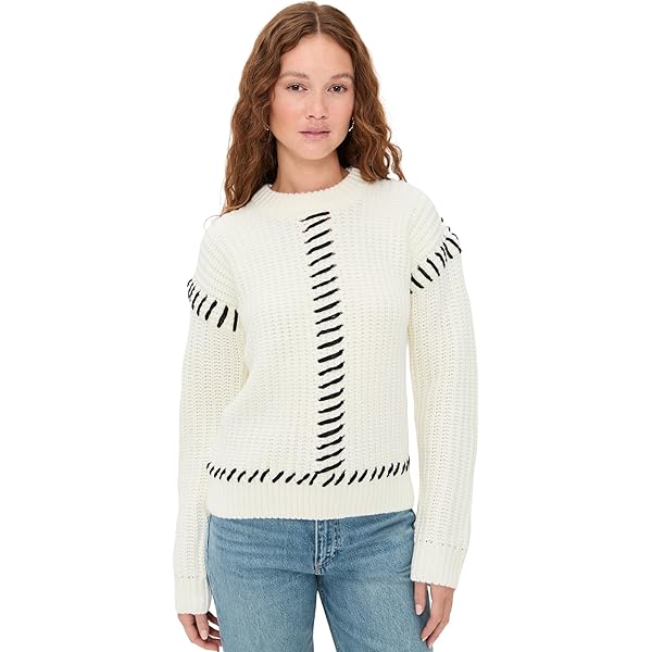 FLUTTER White× BLACK 即完売商品　L English Factory Women's Quarter-Zip Knit Sweater, Cream, Off White