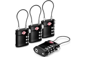 LUGGEX TSA Locks for Luggage, Luggage Lock, Suitcases Locks TSA Approved, Durable & Ease of Use (Black, 4 Pack)