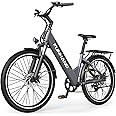 Funhang Electric Bike for Adults, 1000W Peak EBike, 50 Miles 21.7MPH Adult Electric Bicycles with 48V Built-in Removable Battery, Adjustable Stem, Rear Rack, 7 Speed, 26" Step-Thru E Bike for Commute