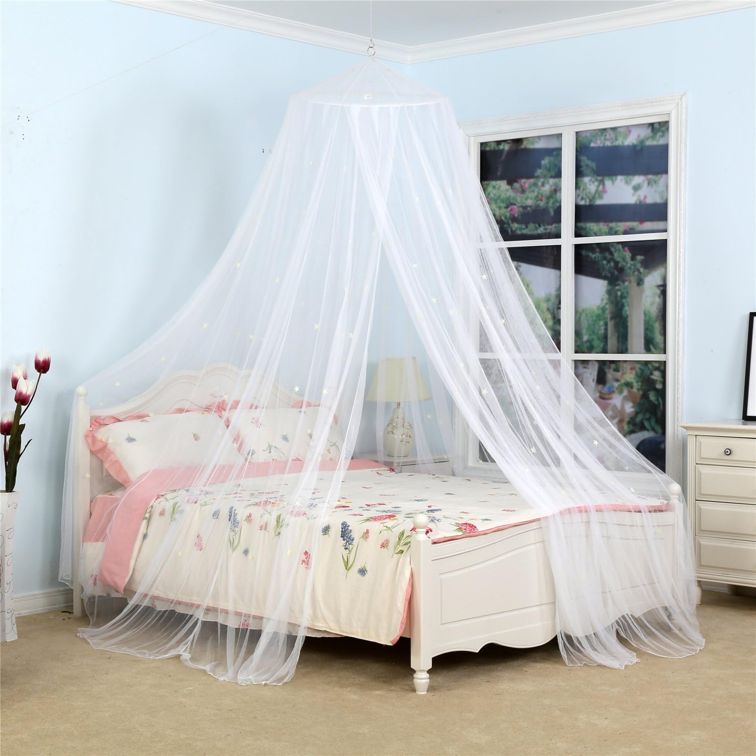 Bed Canopy with Glowing Stars in The Dark, Bed Curtain for Baby Cot Kids Bed & Toddler Bed, Single & Double Bed - Image 5